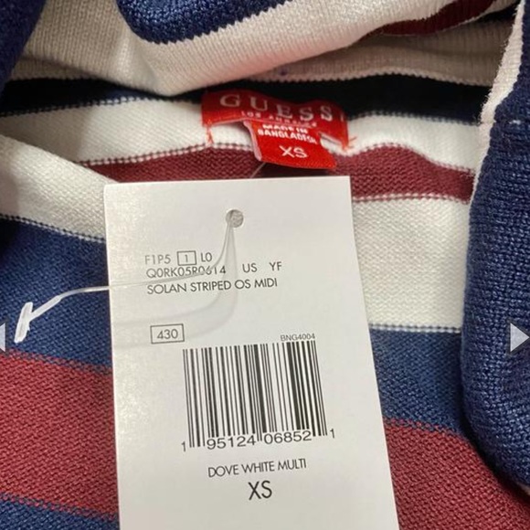 NWT Guess Solan Stripe Dove White Multi Sweater Dress Midi - Picture 5 of 6